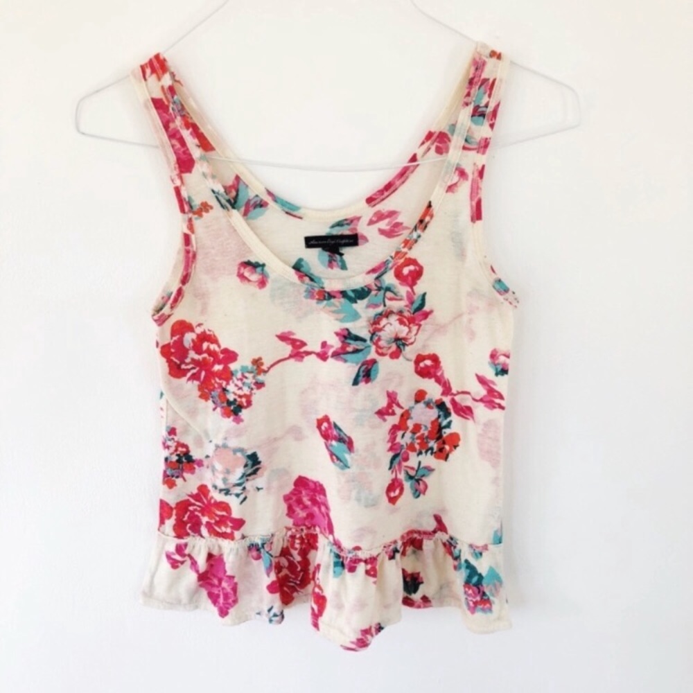 AEO Floral Ruffle Tank